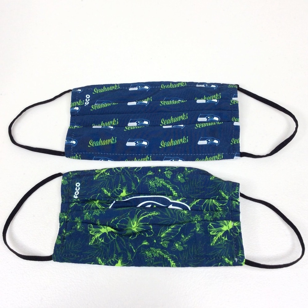Set of 2 FOCO NFL Seattle Seahawks Reusable Face Masks Washable